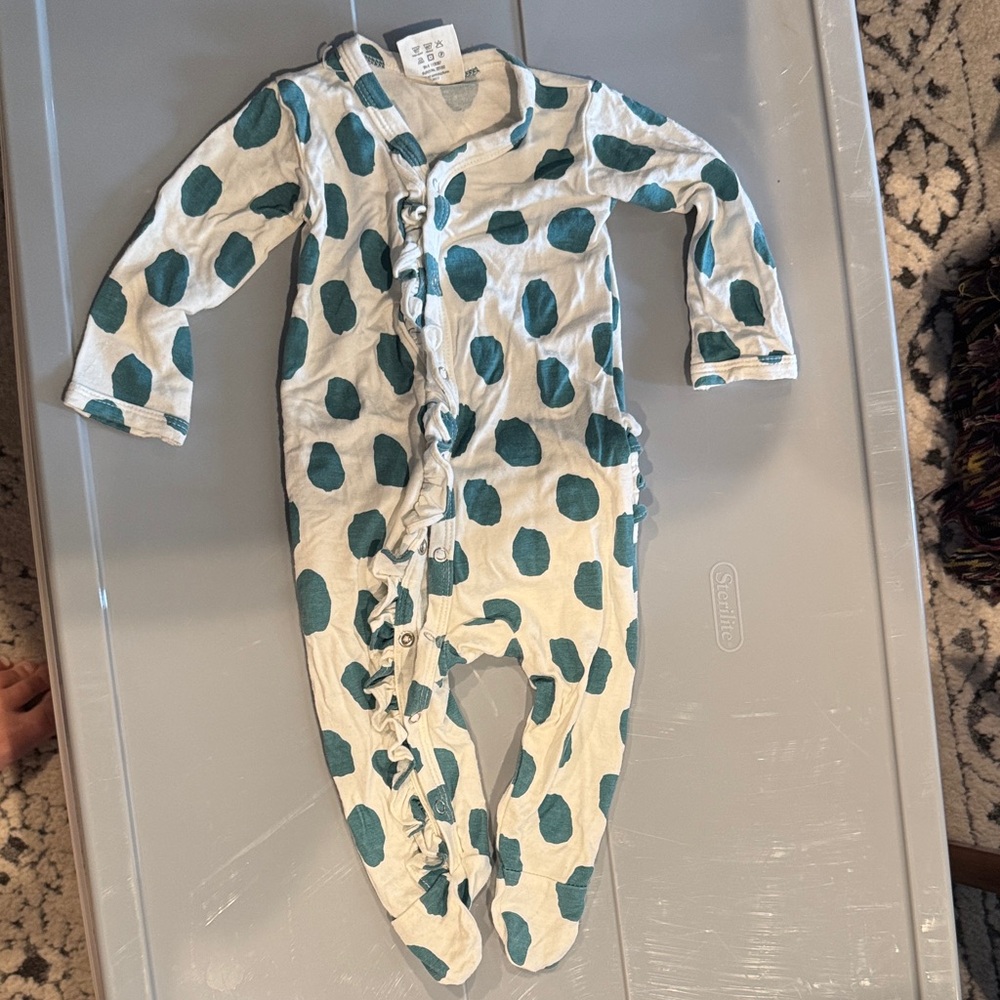 Spearmint Love Teal Polka Dot Kids Footie